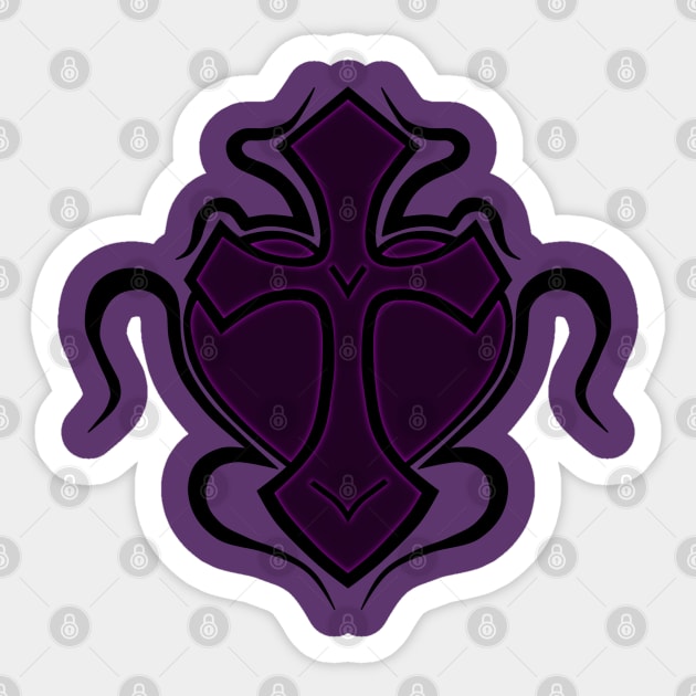 Cross & Heart - Purple Sticker by ForsakenSky